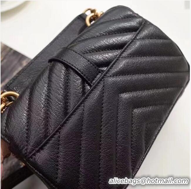 Top Grade Saint Laurent Sheepskin Matalasse Chevron Monogram College Chain Wallet Y44820 Black