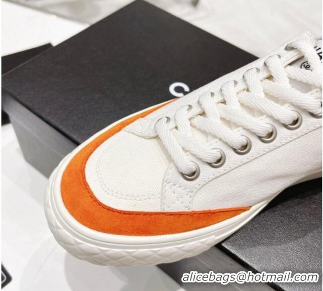 Grade Quality Chanel White Canvas Sneakers 021558 Orange