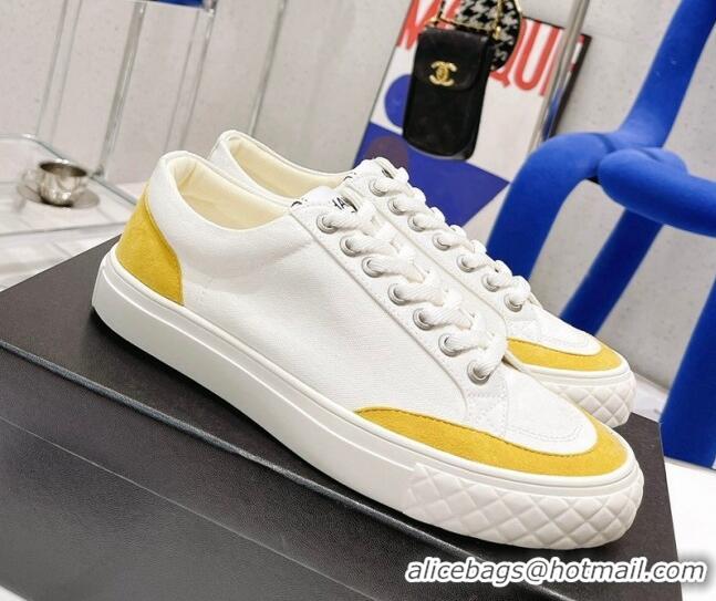 Discount Chanel White Canvas Sneakers 021558 Yellow