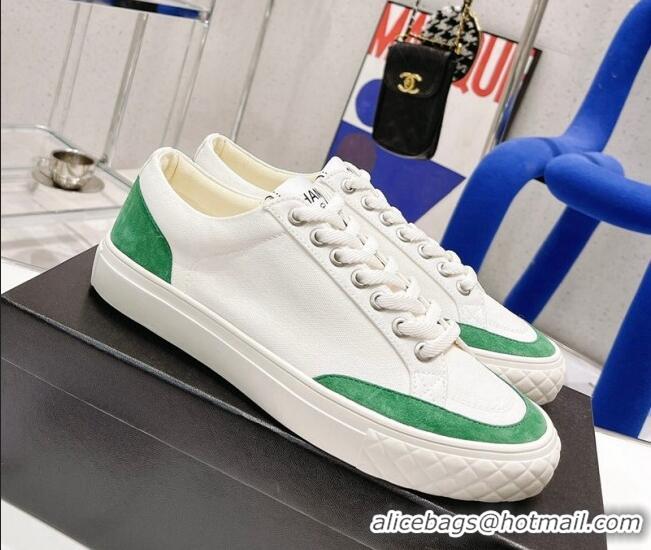 Fashion Luxury Chanel White Canvas Sneakers 021558 Green