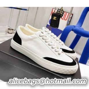 Luxury Chanel White Canvas Sneakers 021558 Black