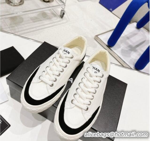 Luxury Chanel White Canvas Sneakers 021558 Black