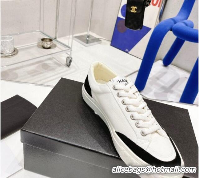 Luxury Chanel White Canvas Sneakers 021558 Black