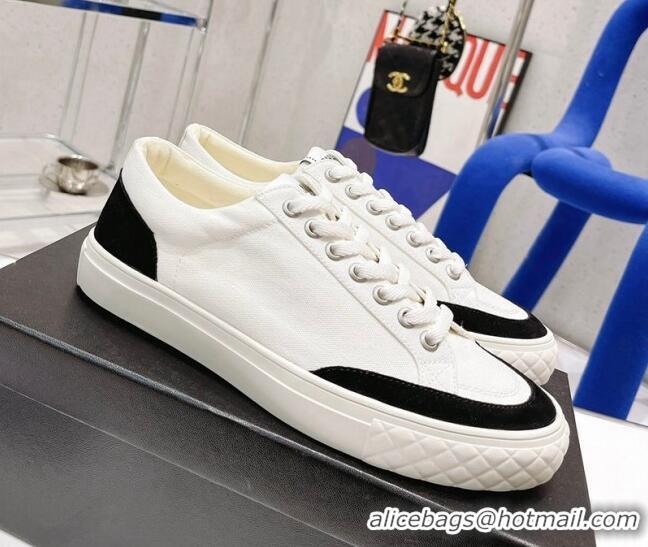 Luxury Chanel White Canvas Sneakers 021558 Black