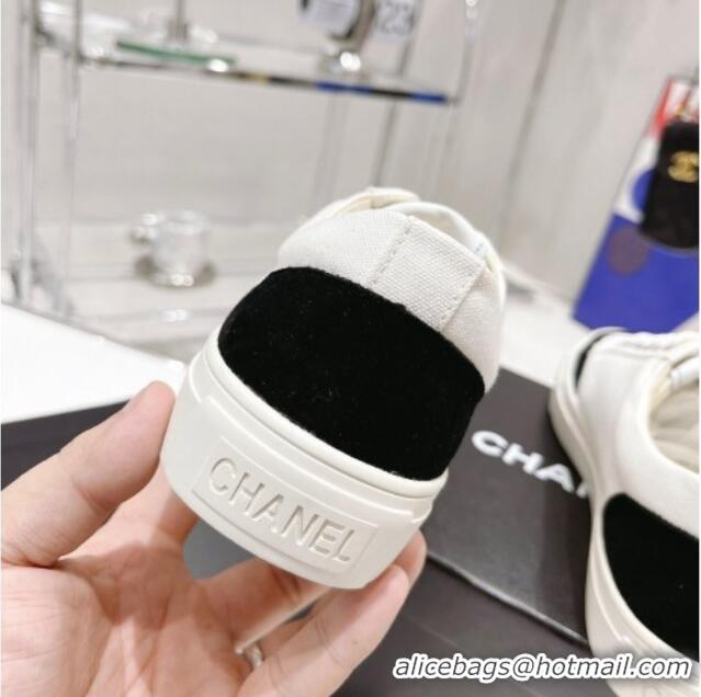 Luxury Chanel White Canvas Sneakers 021558 Black