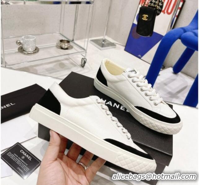 Luxury Chanel White Canvas Sneakers 021558 Black