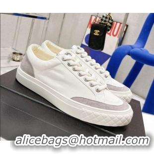 Good Quality Chanel White Canvas Sneakers 021558 Gray