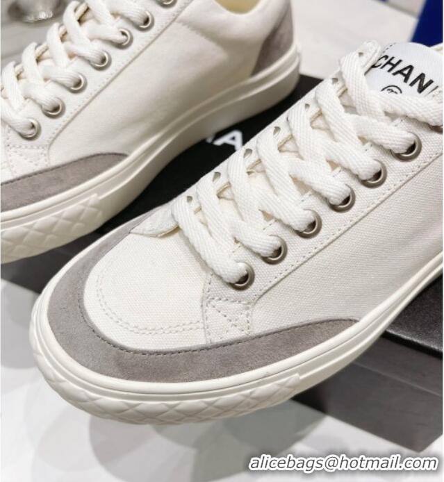 Good Quality Chanel White Canvas Sneakers 021558 Gray