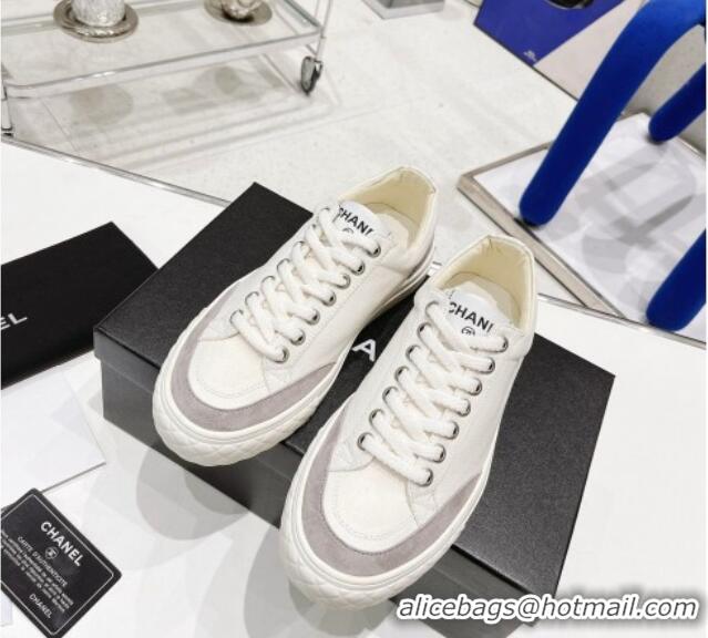 Good Quality Chanel White Canvas Sneakers 021558 Gray