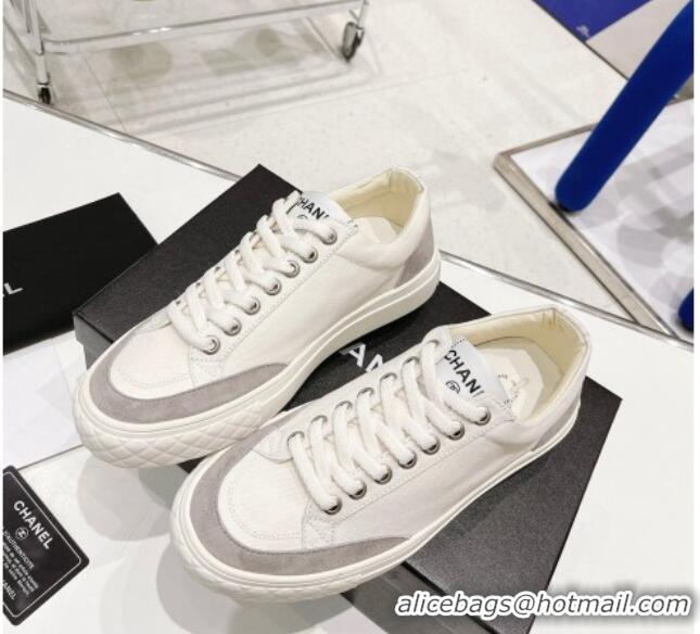 Good Quality Chanel White Canvas Sneakers 021558 Gray