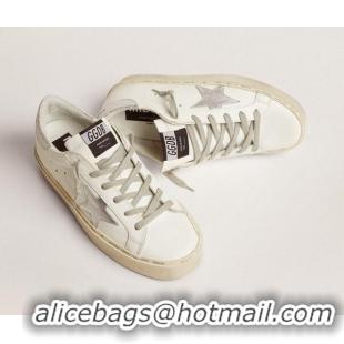 ​Top Quality Golden Goose Hi Star Sneakers With Star And Heel Tab In Metallic GB0388 Silver