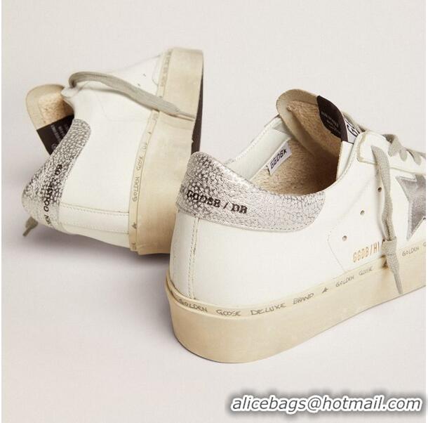 ​Top Quality Golden Goose Hi Star Sneakers With Star And Heel Tab In Metallic GB0388 Silver