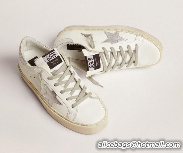 ​Top Quality Golden Goose Hi Star Sneakers With Star And Heel Tab In Metallic GB0388 Silver