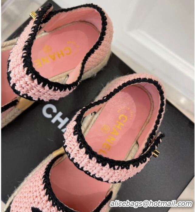 Best Price Chanel Braided Knit Espadrilles G38736 Pink