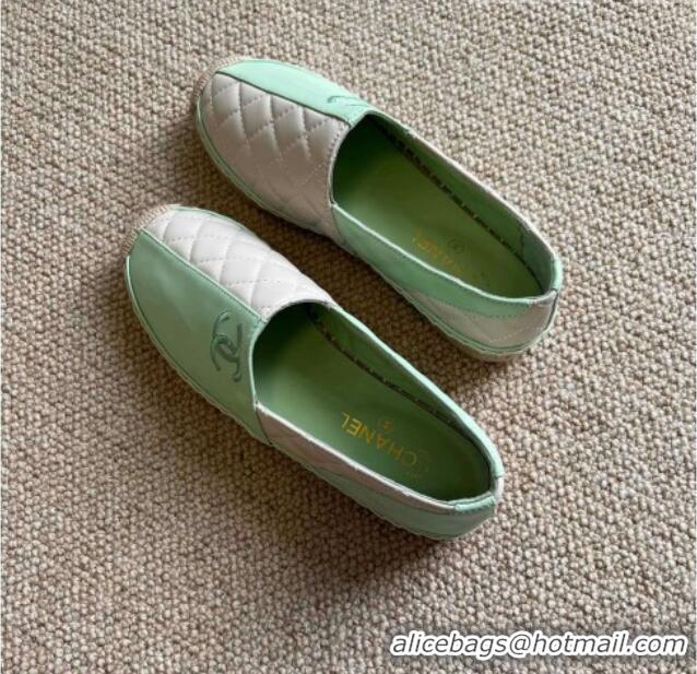 Well Crafted Chanel Patchwork Leather Espadrilles 021746 Green/Pink