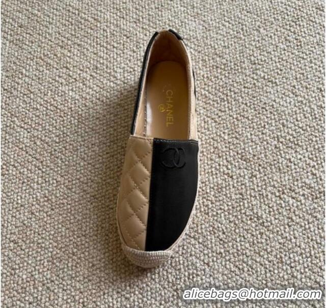 Charming Chanel Patchwork Leather Espadrilles 021746 Black/Beige