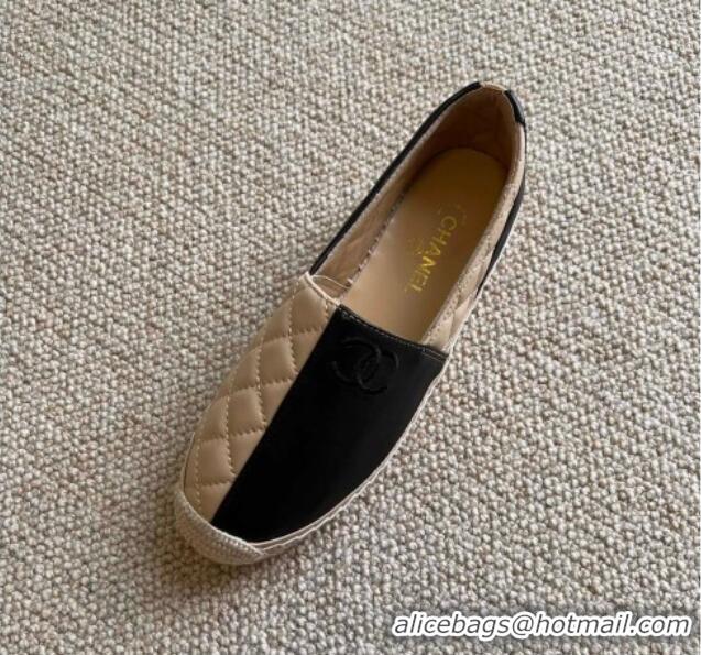 Charming Chanel Patchwork Leather Espadrilles 021746 Black/Beige