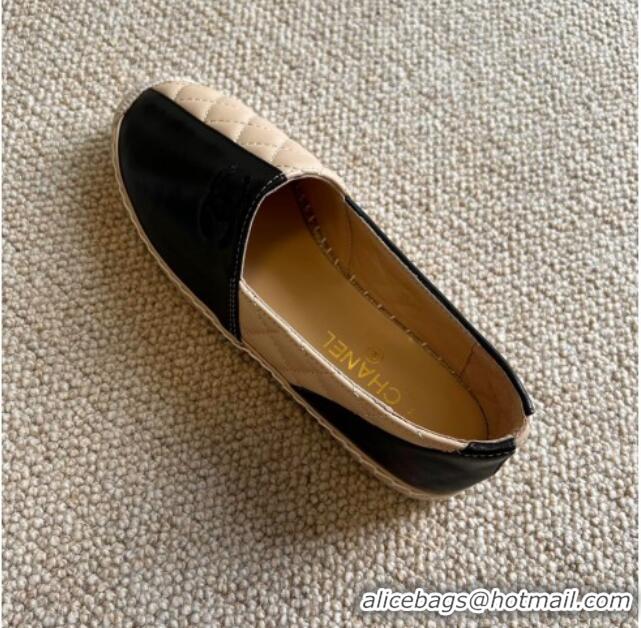 Charming Chanel Patchwork Leather Espadrilles 021746 Black/Beige