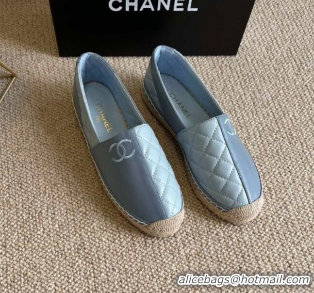 Low Price Chanel Patchwork Leather Espadrilles 021746 Blue