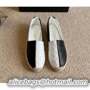 Sumptuous Chanel Patchwork Leather Espadrilles 021746 Black/White