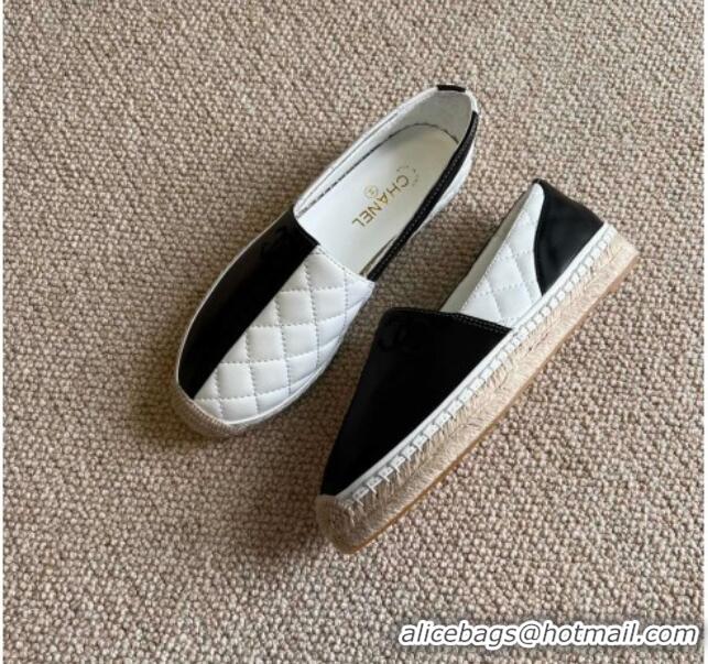 Sumptuous Chanel Patchwork Leather Espadrilles 021746 Black/White