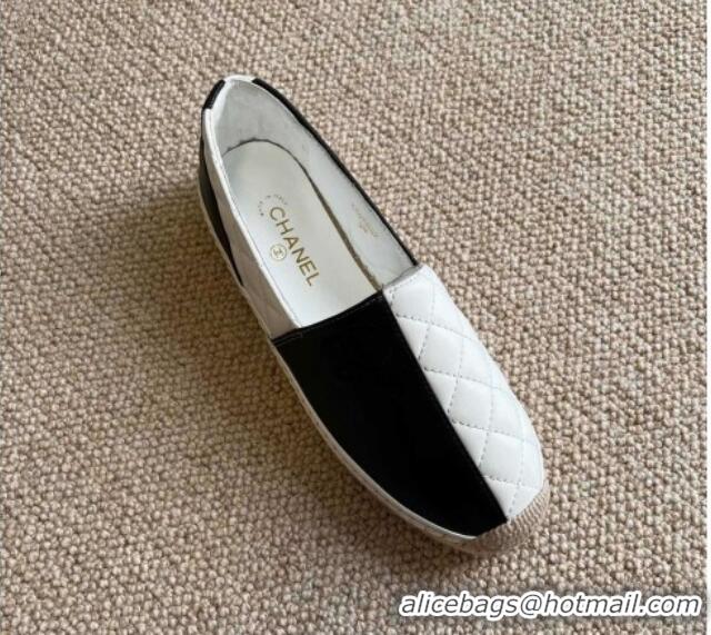 Sumptuous Chanel Patchwork Leather Espadrilles 021746 Black/White