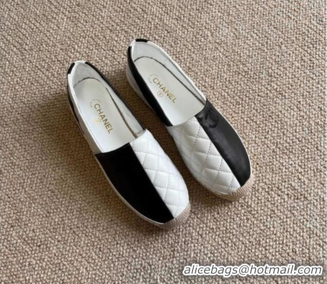 Sumptuous Chanel Patchwork Leather Espadrilles 021746 Black/White