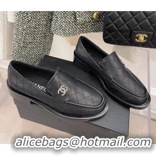 Super Quality Chanel Quilted Leather Loafers 021827 Black