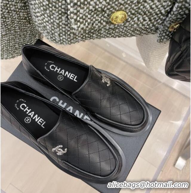 Super Quality Chanel Quilted Leather Loafers 021827 Black