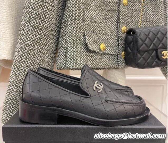 Super Quality Chanel Quilted Leather Loafers 021827 Black