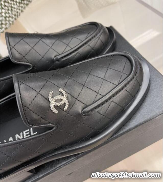 Super Quality Chanel Quilted Leather Loafers 021827 Black