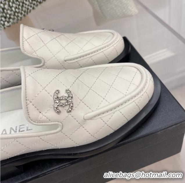 Fashion Chanel Quilted Leather Loafers 021827 White