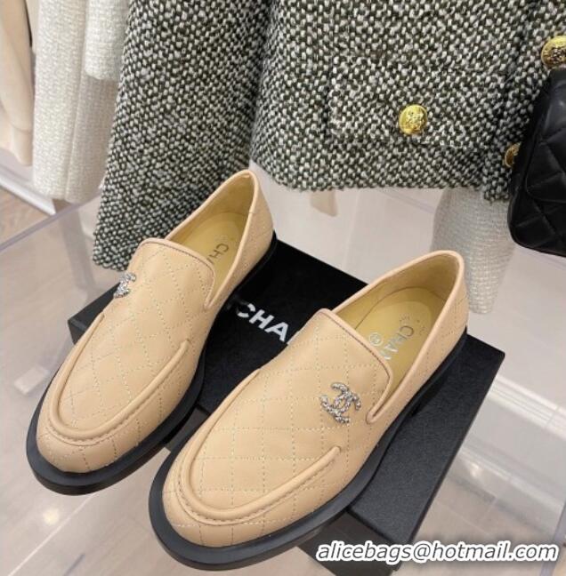 Top Quality Chanel Quilted Leather Loafers 021827 Beige