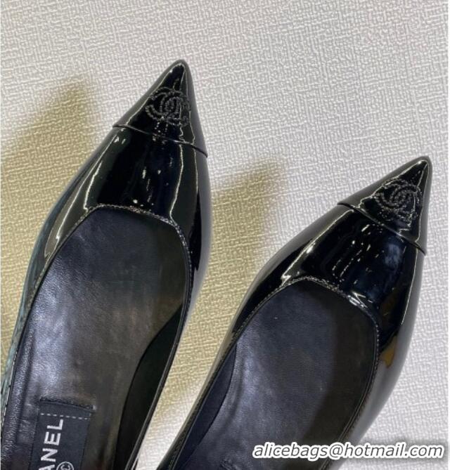 Discount Chanel Patent Leather Slingback Ballerinas/Open Shoe G38731 Black