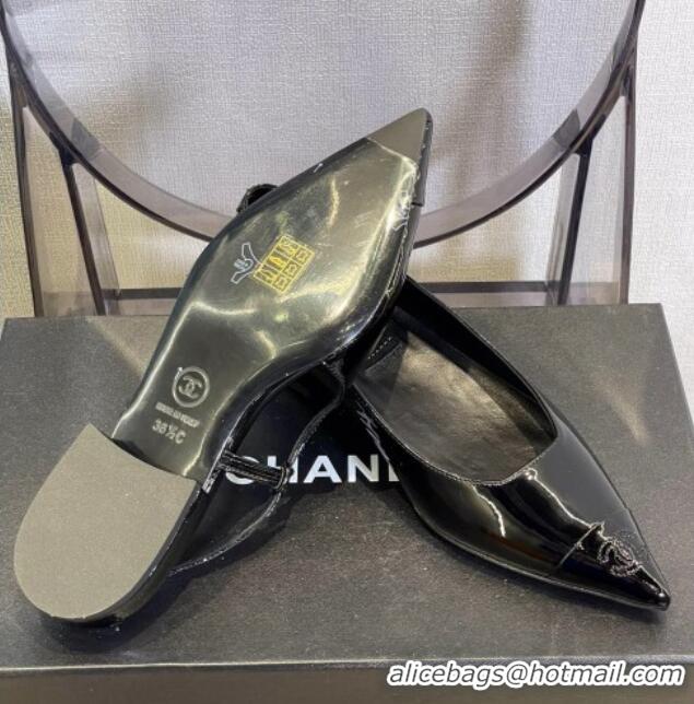 Discount Chanel Patent Leather Slingback Ballerinas/Open Shoe G38731 Black