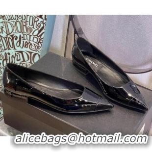 Newest Chanel Patent Leather Flat Ballerinas G38731 Black