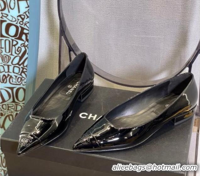 Newest Chanel Patent Leather Flat Ballerinas G38731 Black