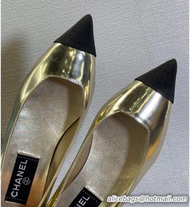 Top Sale Chanel Patent Leather Flat Ballerinas G38731 Gold