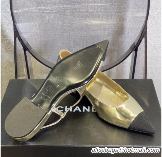 Top Sale Chanel Patent Leather Flat Ballerinas G38731 Gold