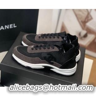 Good Quality Chanel Knit & Suede Sneakers G38750 Black