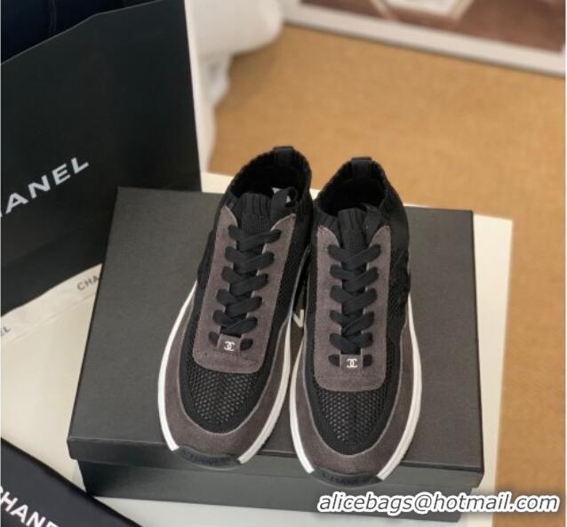 Good Quality Chanel Knit & Suede Sneakers G38750 Black