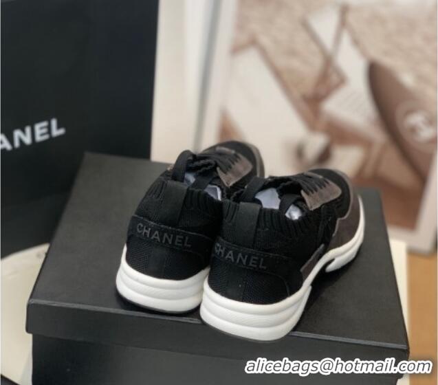 Good Quality Chanel Knit & Suede Sneakers G38750 Black