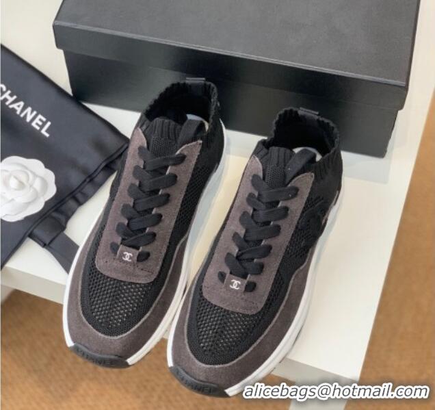 Good Quality Chanel Knit & Suede Sneakers G38750 Black