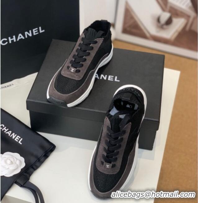 Good Quality Chanel Knit & Suede Sneakers G38750 Black