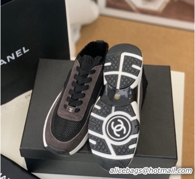 Good Quality Chanel Knit & Suede Sneakers G38750 Black