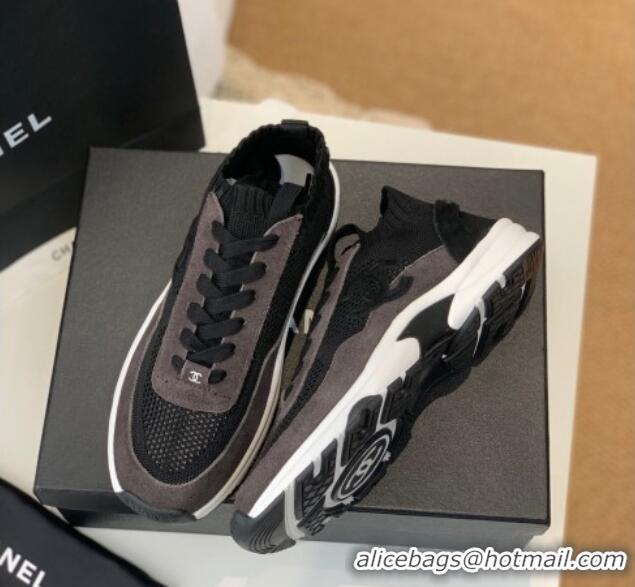 Good Quality Chanel Knit & Suede Sneakers G38750 Black