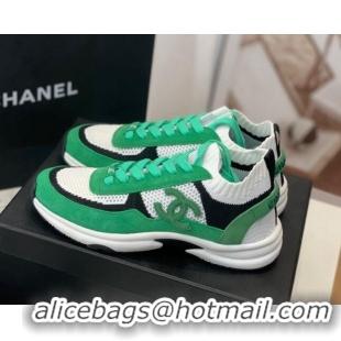 Feminine Chanel Knit & Suede Sneakers G38750 Green