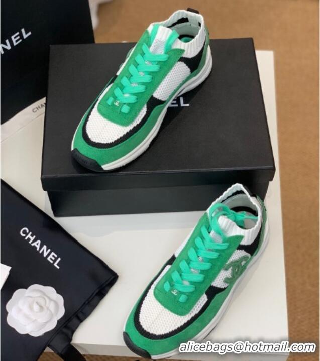 Feminine Chanel Knit & Suede Sneakers G38750 Green