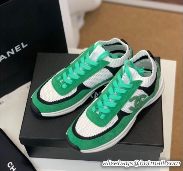 Feminine Chanel Knit & Suede Sneakers G38750 Green