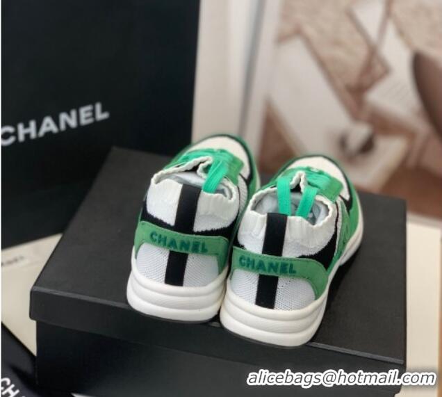 Feminine Chanel Knit & Suede Sneakers G38750 Green